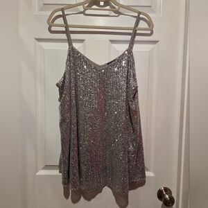 Torrid Sophie Sequin Swing Cami Silver size 2